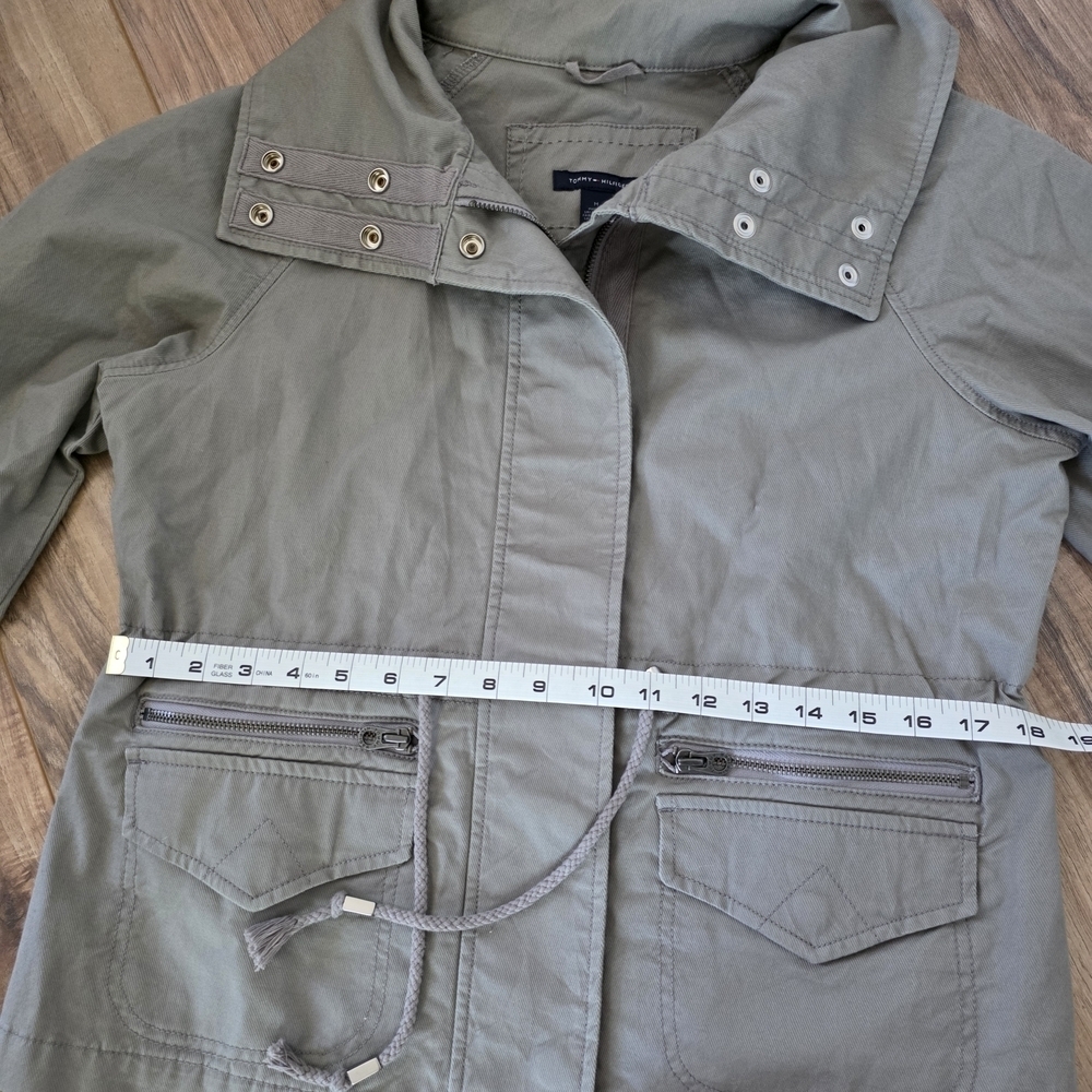 Tommy Hilfiger Gray Green Utility Jacket with Collared Neckline - Picture 8 of 10